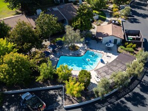 Aerial view of the HOA pool (seasonally heated May-Sept)
