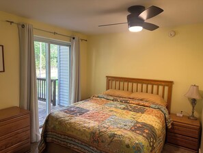 Cozy bedroom with front desk access