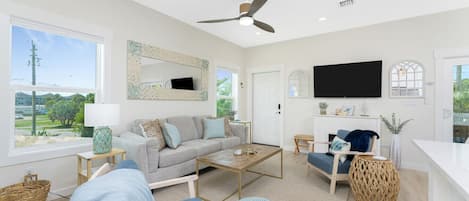 Living Room with Queen Sofa Bed and Smart TV with Cable TV
