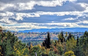 Views of the Mahoosics and Black Cap Mountain, the namesake of our property
