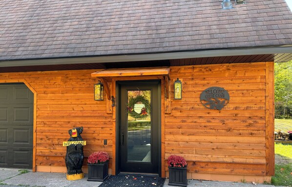 Front door of the guest cabin