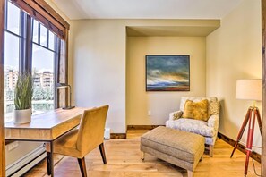 Desk and reading nook off the living room