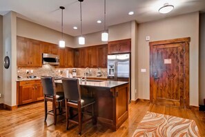 Kitchen with stainless steel appliances