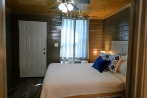 Queen bed in main room