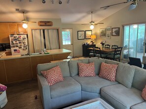 Large living space with wrap around porch