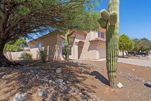 Front yard: Desert plants welcome you to the hideaway 