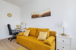 Bedroom with television.