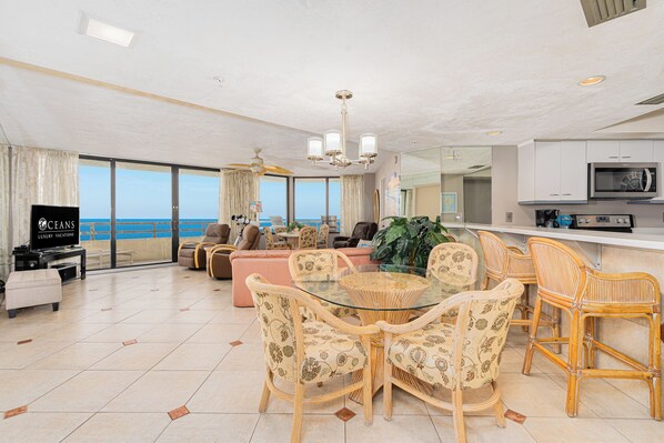 Incredible, spacious interior with floor-to-ceiling windows