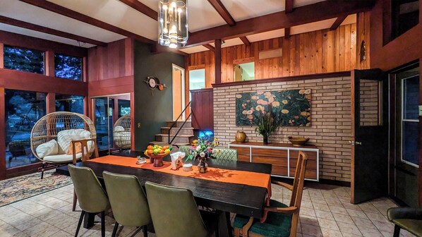 Enjoy a spatious dining room, seating up to 8 guests. 