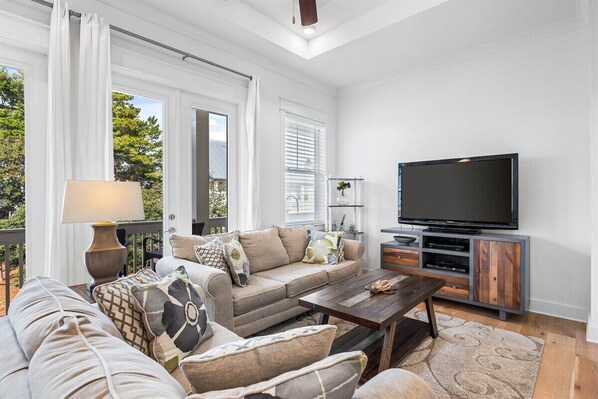 Plenty of seating and a smart TV make movie night easy