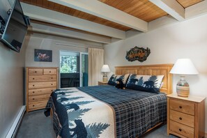 Downstairs bedroom with Cal King bed.