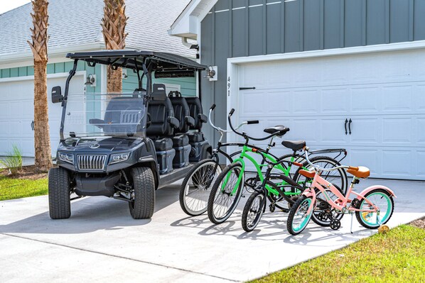 Enjoy use of the golf cart and bikes to explore the community. 