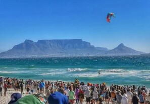 World famous Blouberg beach with Redbull kite surfing