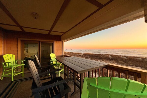Private Oceanfront Balcony at Sunrise