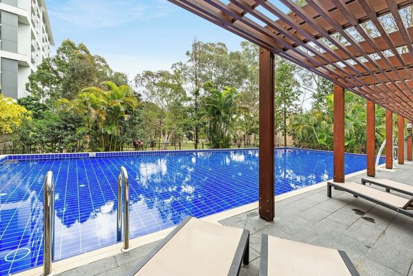 Enjoy a dip in the sparkling swimming pool within the building, or relax on the sun lounges with a good book.

