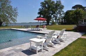 Amazing pool with tanning ledge for loungers