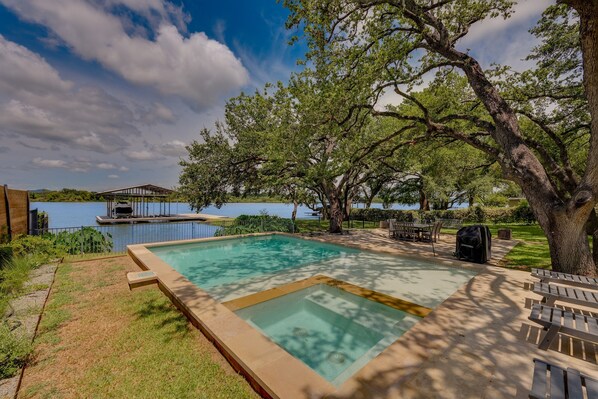 Refreshing pool overlooking the lake