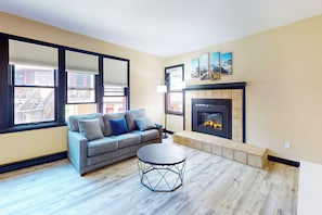 Living Room | Queen Sleeper Sofa | Electric Fireplace | Smart TV