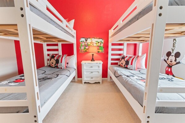Two Twin/Twin Bunks Bedroom 
Shared Bathroom
Mickey Theme