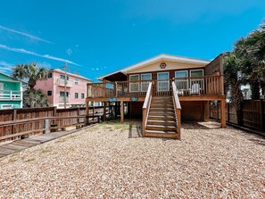 Our home’s weathered wood and nautical decor blend perfectly Vilano Beach.