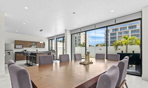 Dining table and kitchen