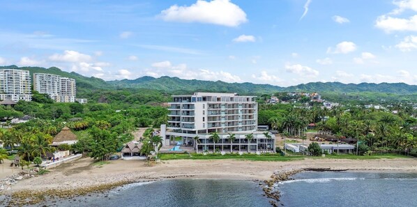 Aerial view of Zantamar beachfront condos