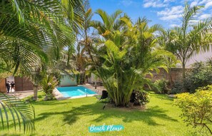 Pool area and large garden area