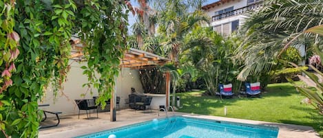 Pool area and large garden area
