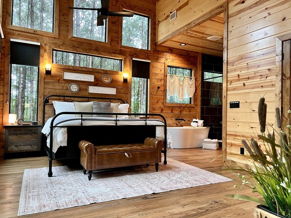 This cabin features all the vibes for a weekend of R&R.