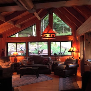 Living room facing patio