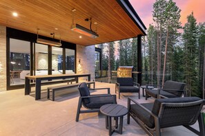 Step through the sliding glass doors onto the main level patio