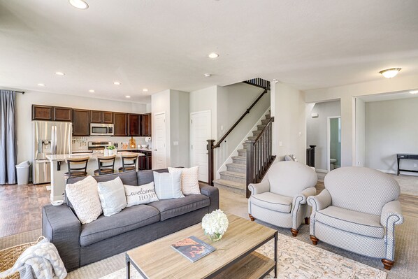 South Jordan Vacation Rental | 4BR | 3.5BA | 2,700 Sq Ft | Stairs Required