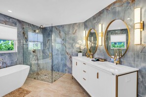 En suite bathroom #1 is a truly spectacular space with functional yet beautiful elements
