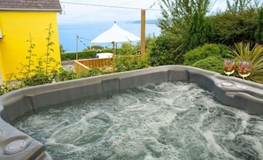 Hot tub with sea views