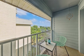 The balcony is perfect for relaxing and breathing in the fresh air