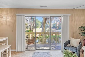 Retreat to the deck and enjoy scenic views of the property