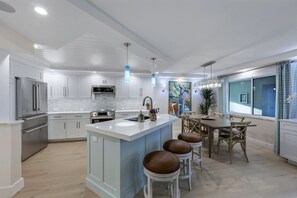 Quartz countertops and new kitchen appliances