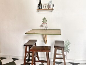 Dinette Table seats 4 comfortably & located next to the living room and kitchen.