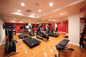 Fitness center on site so you can maintain your workout schedule