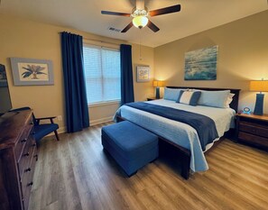 Bed 1-King bed,  50" 4k resolution Smart TV. Blackout curtains and sound machine