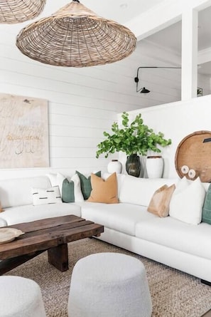 Great Room--Sectional + gorgeous artwork