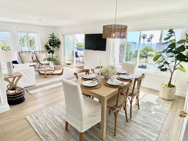 Ocean views from the spacious living room, dining room and kitchen.  All new!
