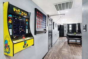 game area - PacMan, Connect 4, darts, and many more