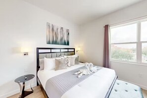 Rest easy in plush comfort with hotel-quality sheets and duvets that ensure a peaceful night’s sleep.