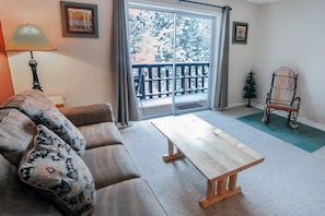 Living Room with Sliders to Deck