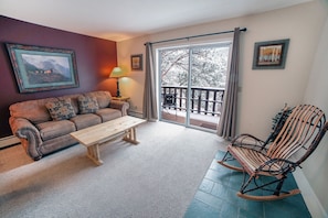 Living Room with Sliders to Deck