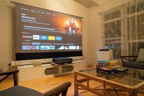 Entertainment room with YouTube TV and Netflix available.