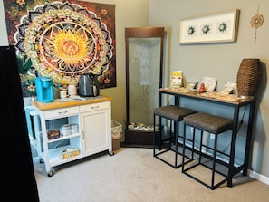 Zen like Guest common area upstairs next to rooms for convenience.
