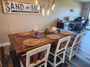 Dining area with custom made table
