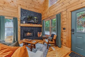 Redesigned living space with lots of windows and natural light